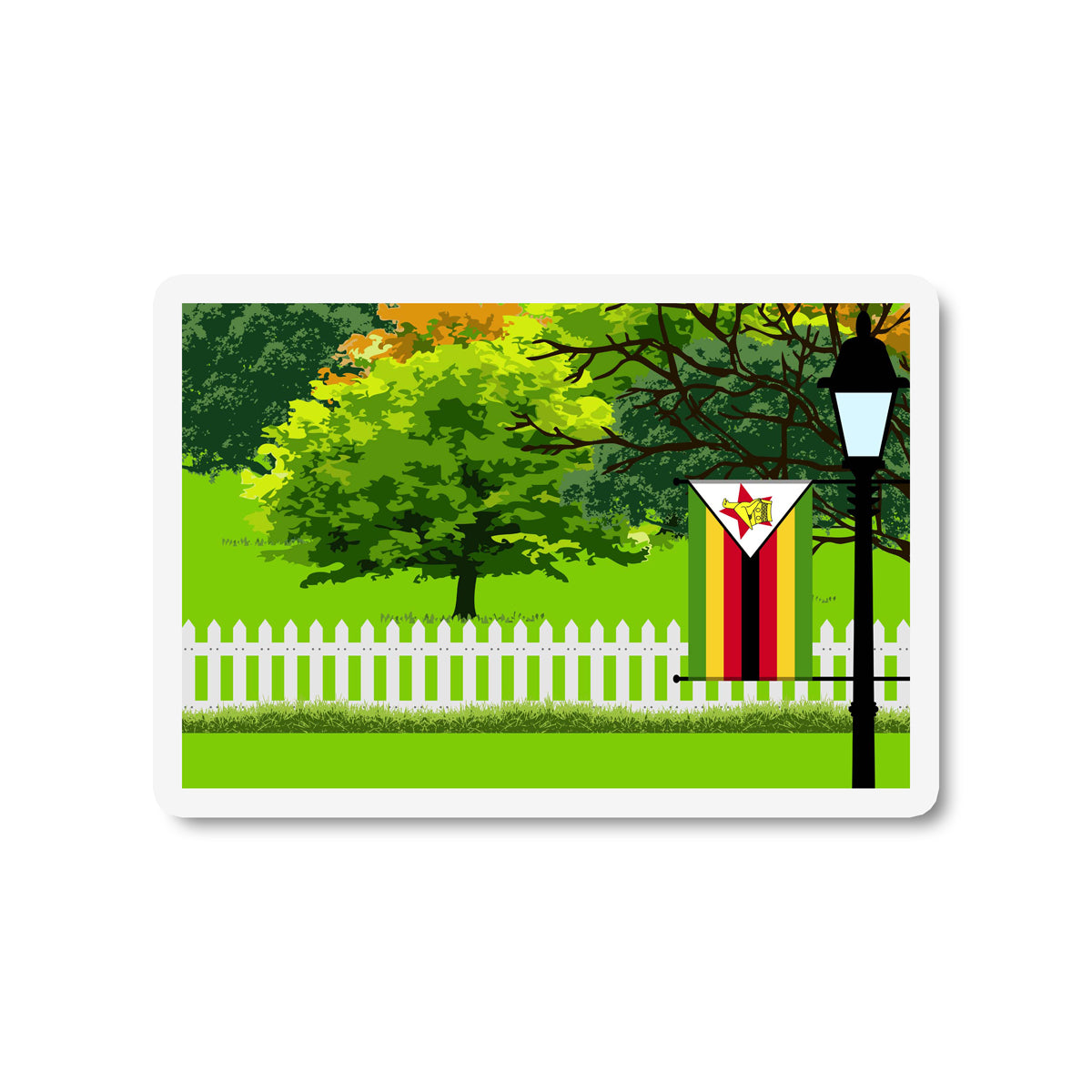 Zimbabwe Trees and Street Lamp Sticker