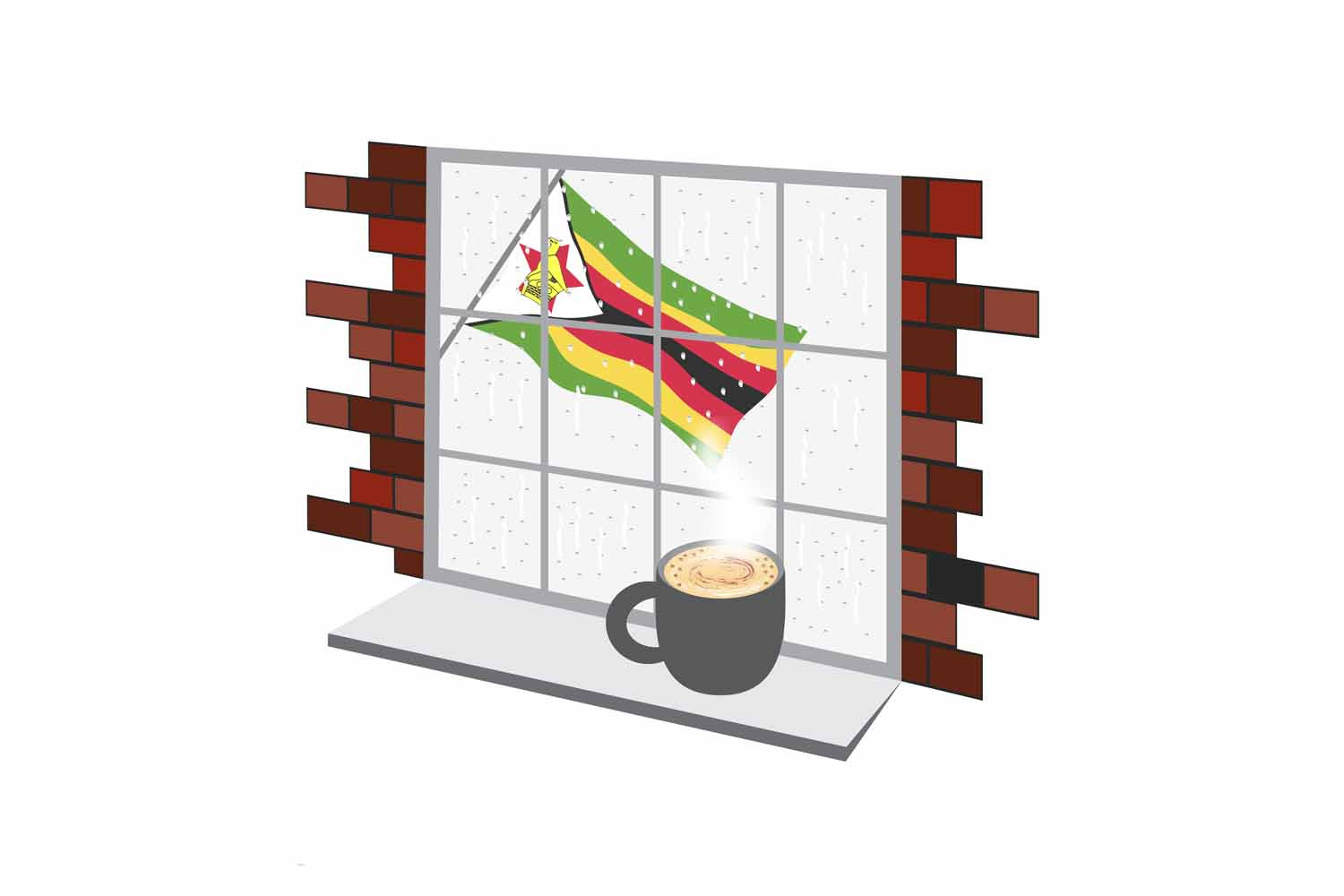 Zimbabwe Coffee Rain Window Fridge Magnet