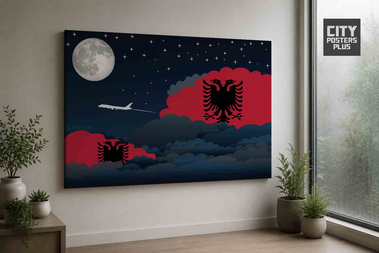Albania Night Clouds Framed Canvas Prints | Country & City Wall Art