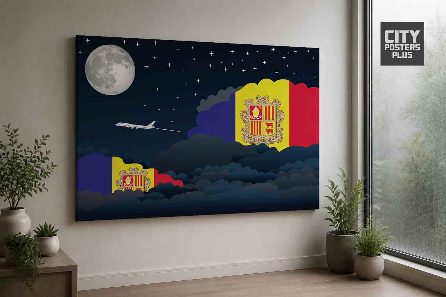 Andorra Night Clouds Framed Canvas Prints | Country & City Wall Art