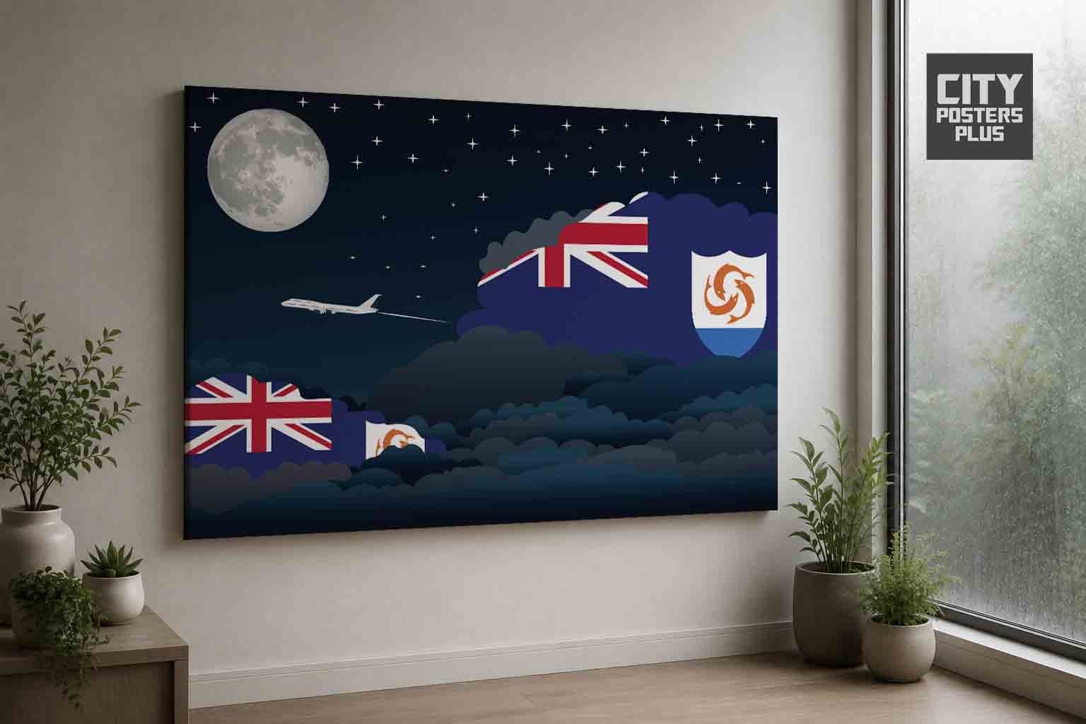 Anguilla Night Clouds Framed Canvas Prints | Country & City Wall Art