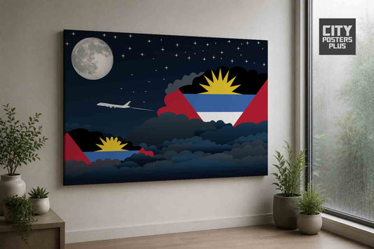 Antigua and Barbuda Night Clouds Framed Canvas Prints | Country & City Wall Art