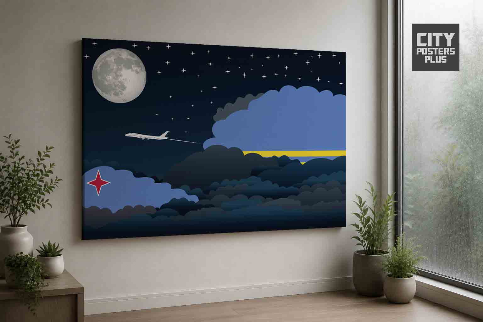 Aruba Night Clouds Framed Canvas Prints | Country & City Wall Art