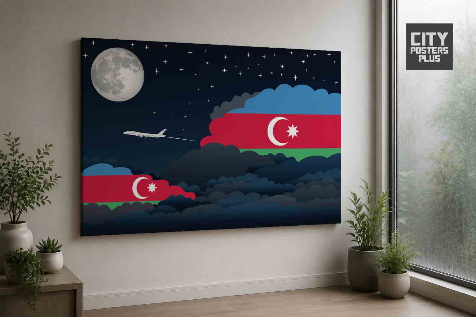 Azerbaijan Night Clouds Framed Canvas Prints | Country & City Wall Art