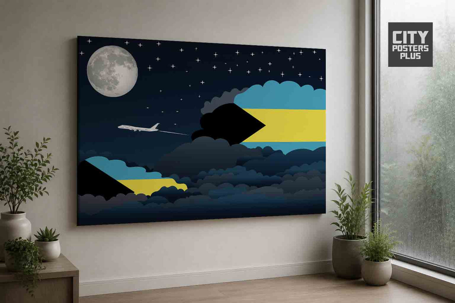 Bahamas Night Clouds Framed Canvas Prints | Country & City Wall Art
