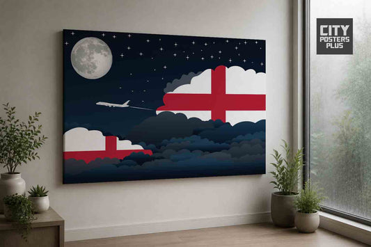 England Night Clouds Framed Canvas Prints | Country & City Wall Art