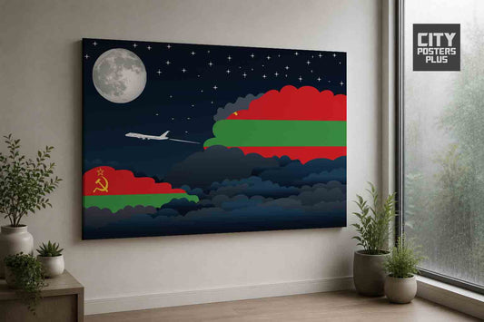Transnistria Night Clouds Framed Canvas Prints | Country & City Wall Art