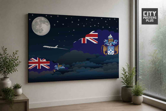 Tristan da Cunha Night Clouds Framed Canvas Prints | Country & City Wall Art