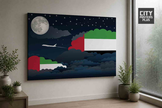 United Arab Emirates Night Clouds Framed Canvas Prints | Country & City Wall Art