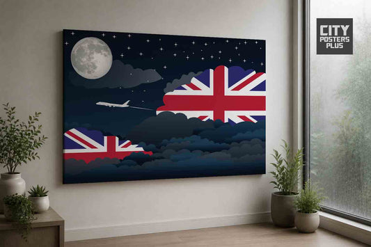 United Kingdom Night Clouds Framed Canvas Prints | Country & City Wall Art