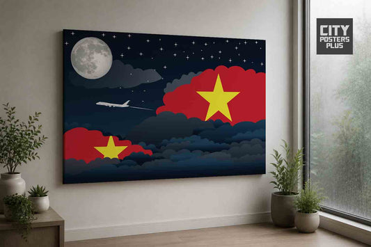 Vietnam Night Clouds Framed Canvas Prints | Country & City Wall Art