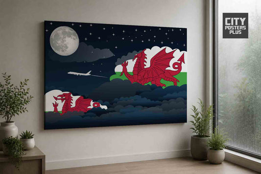 Wales Night Clouds Framed Canvas Prints | Country & City Wall Art