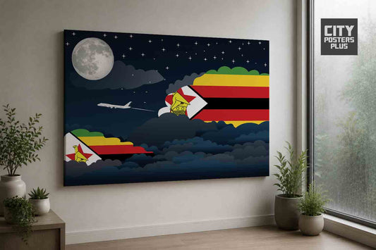 Zimbabwe Night Clouds Framed Canvas Prints | Country & City Wall Art
