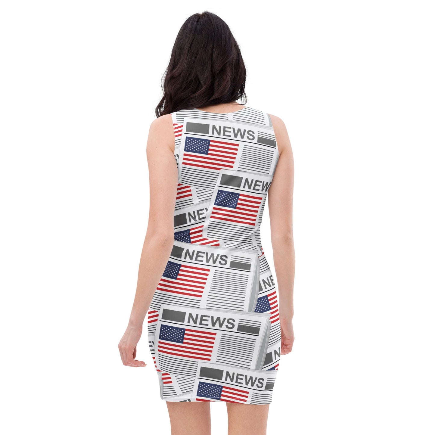 USA Newspapers Bodycon Dress (White)
