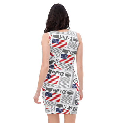 USA Newspapers Bodycon Dress (White)