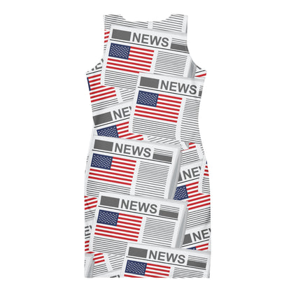 USA Newspapers Bodycon Dress (White)