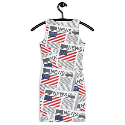 USA Newspapers Bodycon Dress (White)