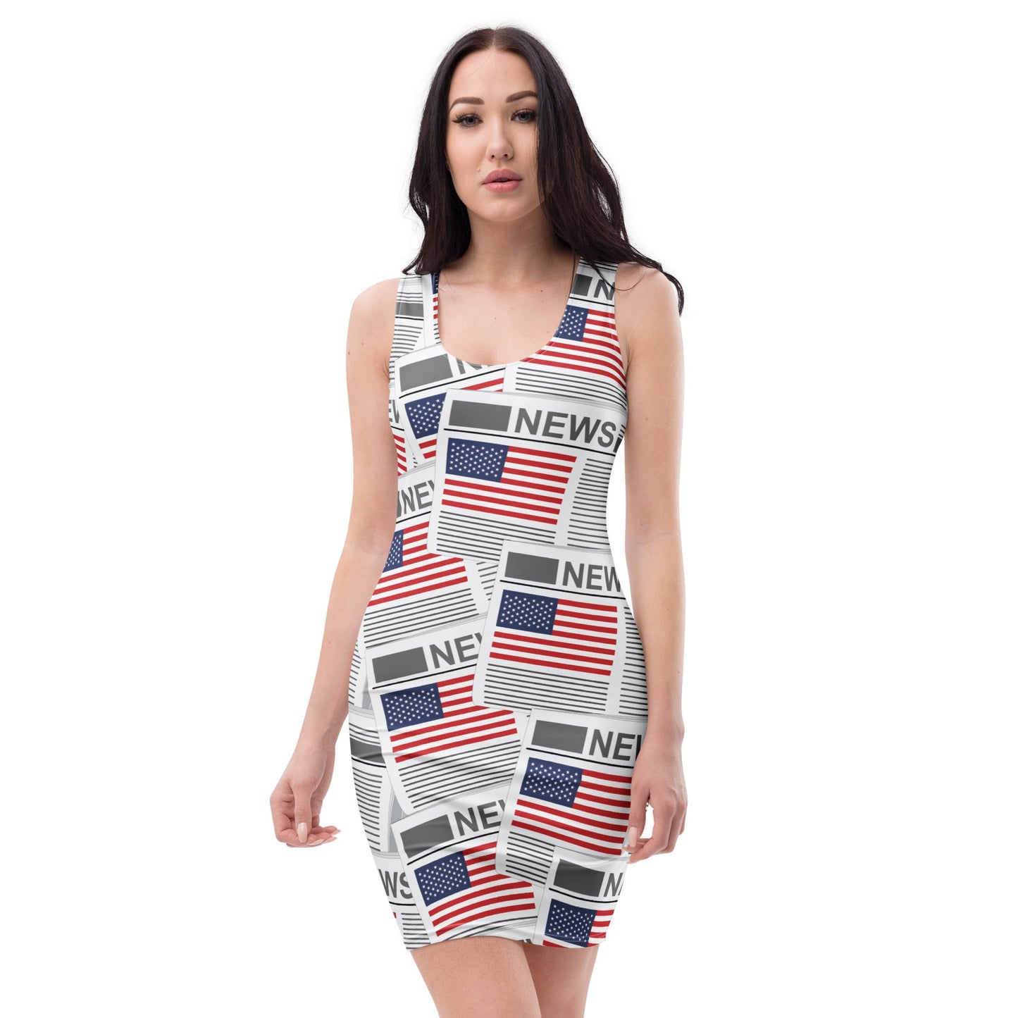 USA Newspapers Bodycon Dress (White)