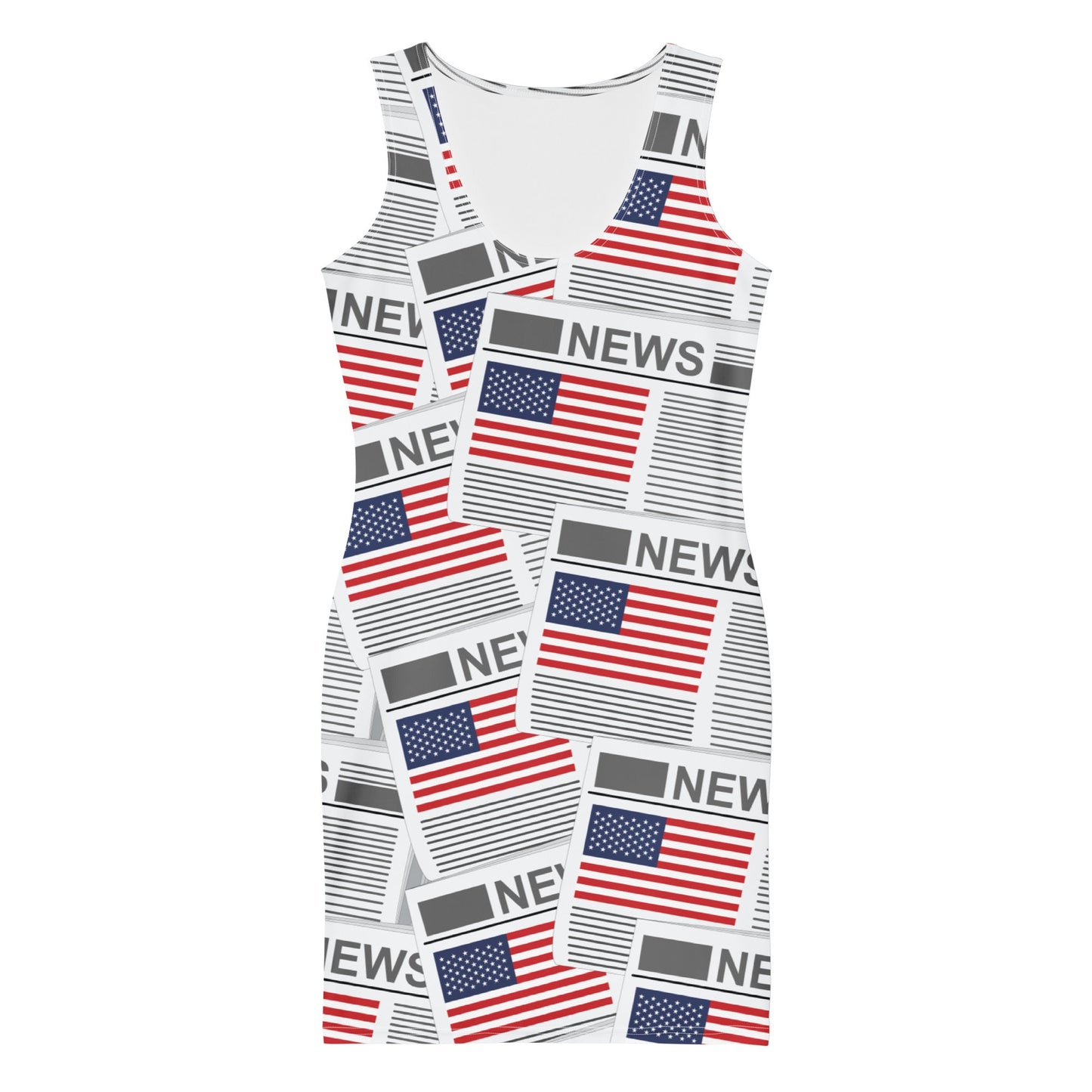 USA Newspapers Bodycon Dress (White)