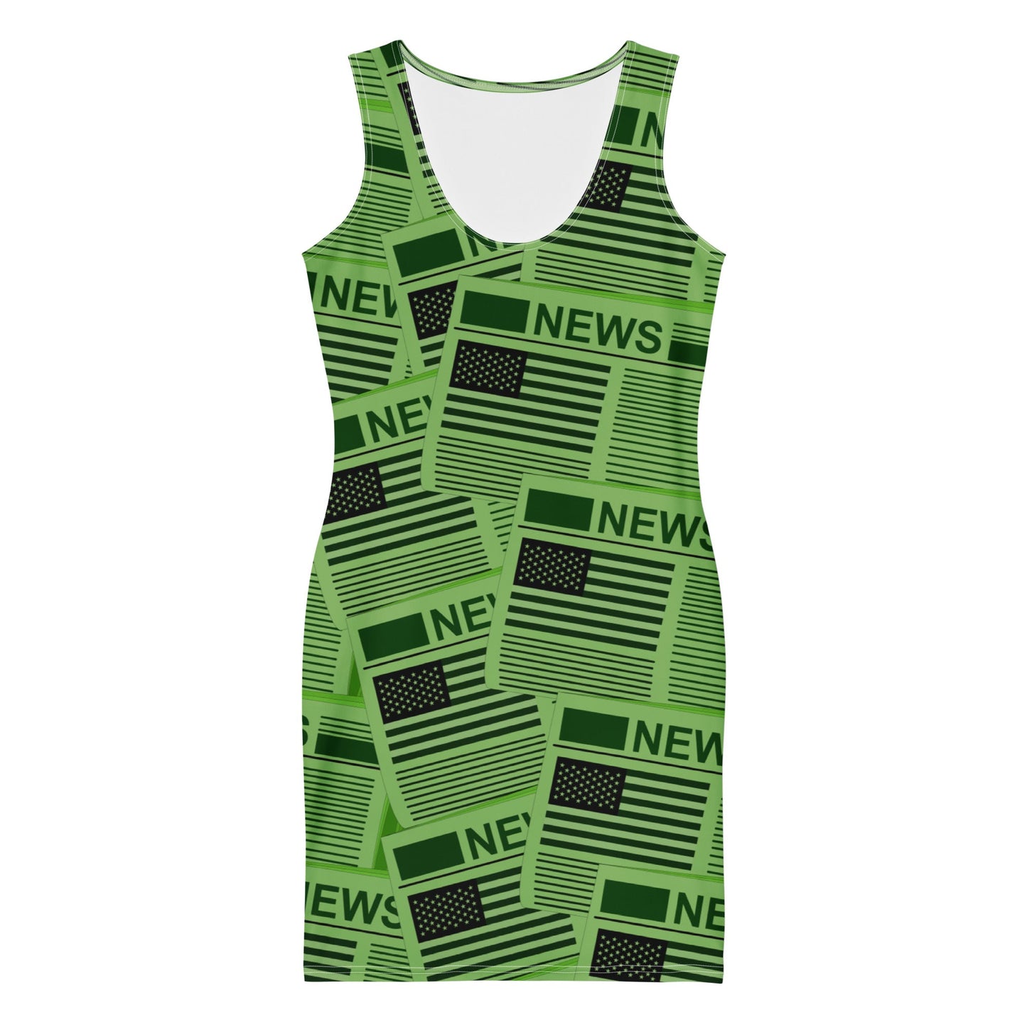 USA Newspapers Bodycon Dress (Green)