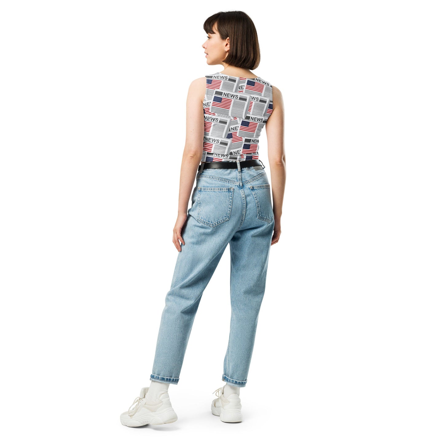 USA Newspapers Crop Top (White)