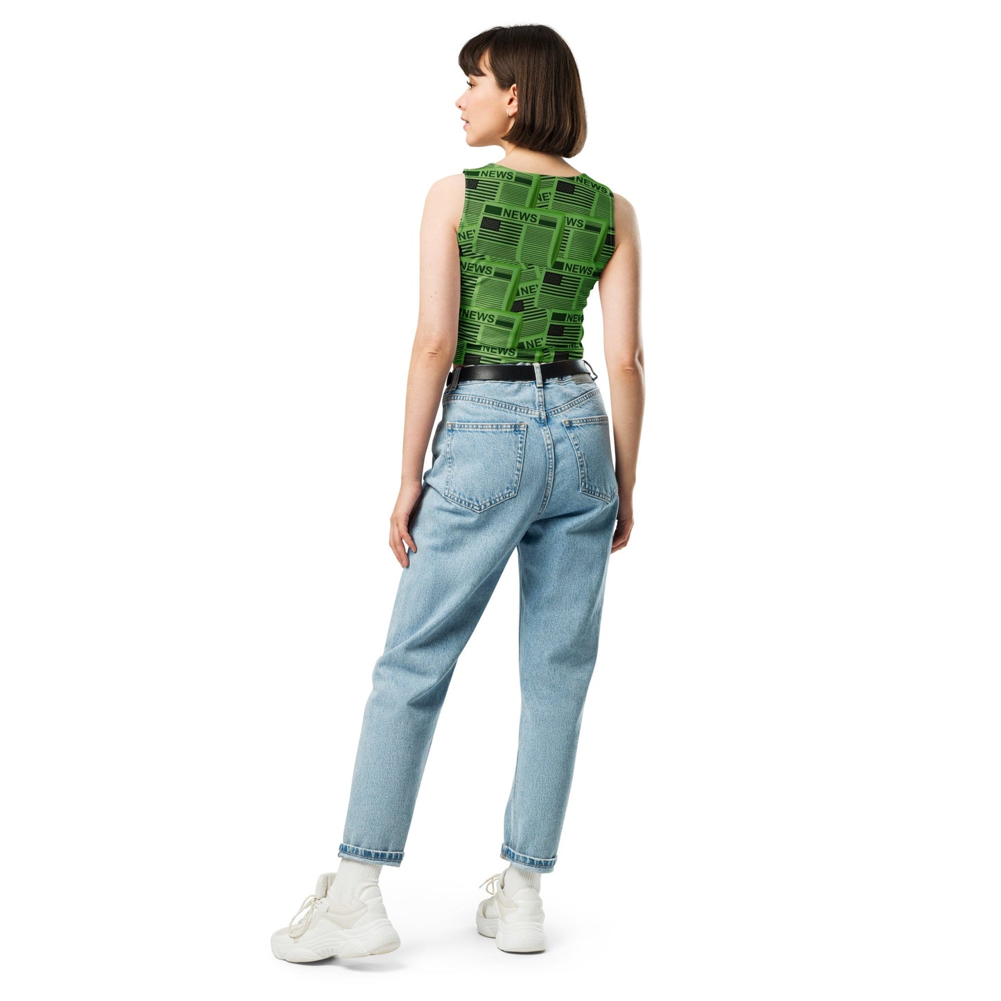 USA Newspapers Crop Top (Green)