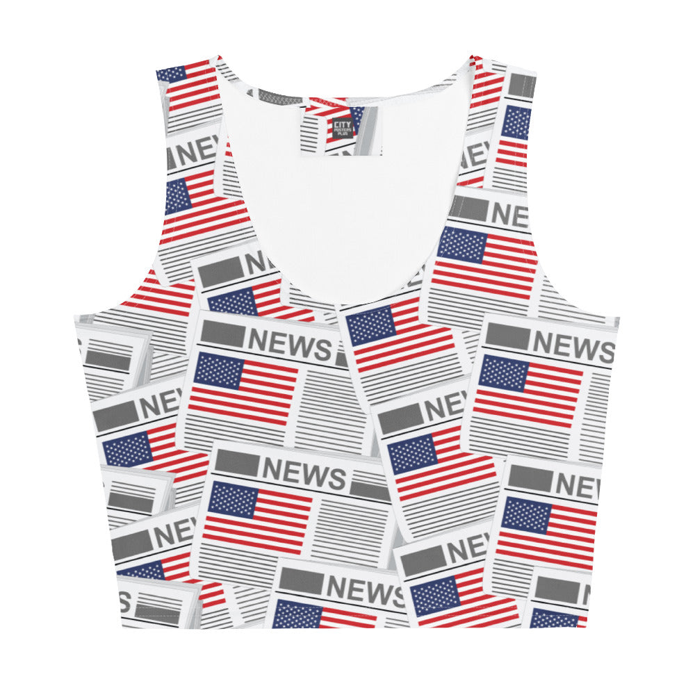 USA Newspapers Crop Top (White)