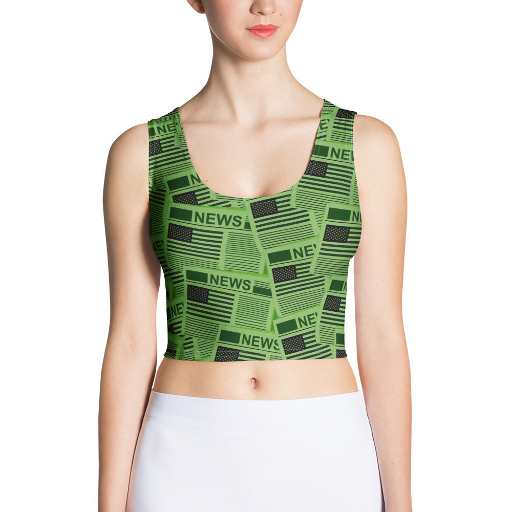 USA Newspapers Crop Top (Green)