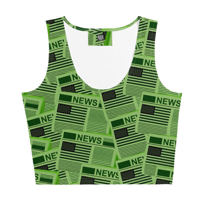 USA Newspapers Crop Top (Green)