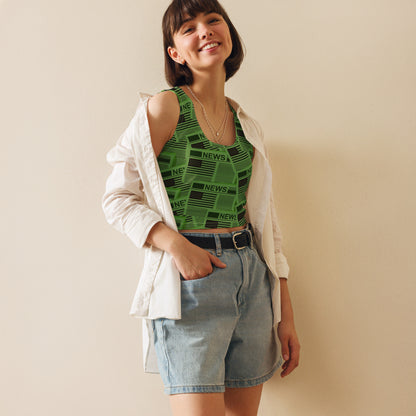 USA Newspapers Crop Top (Green)
