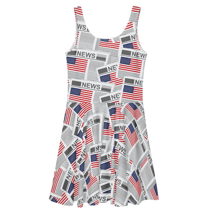 USA Newspapers Skater Dress (White)