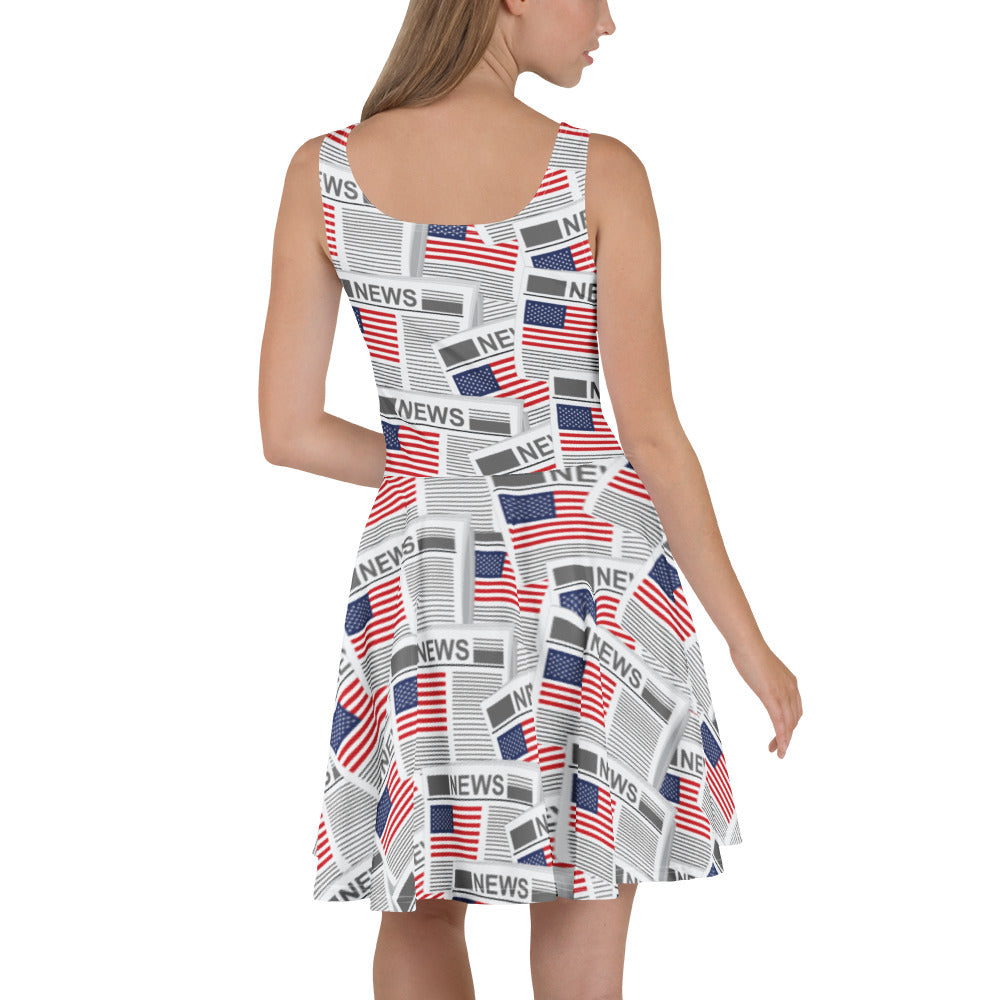 USA Newspapers Skater Dress (White)