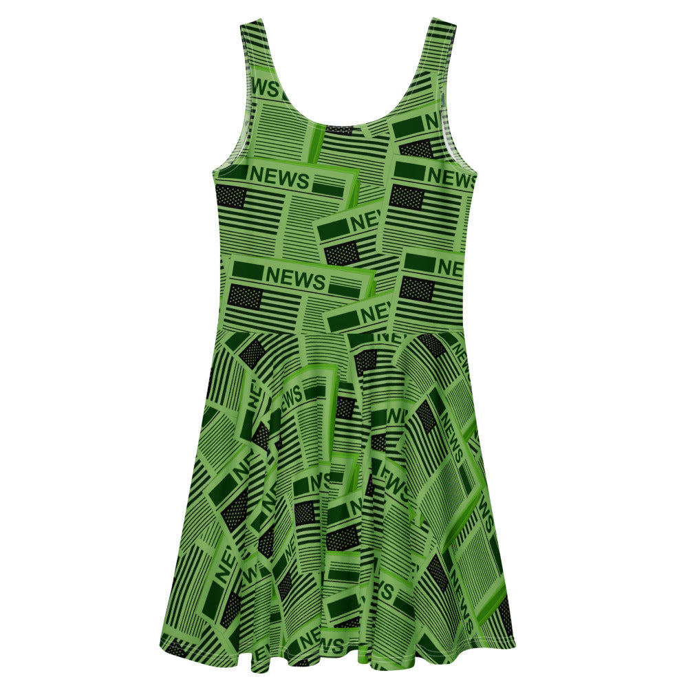 USA Newspapers Skater Dress (Green)
