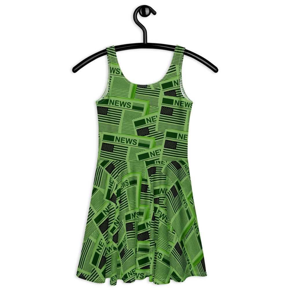 USA Newspapers Skater Dress (Green)