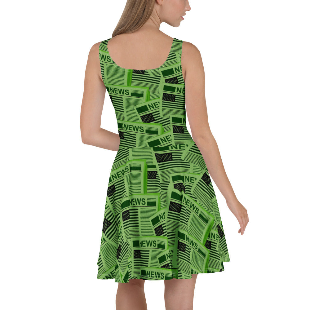 USA Newspapers Skater Dress (Green)