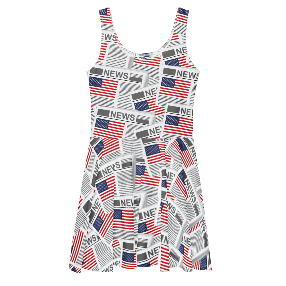 USA Newspapers Skater Dress (White)