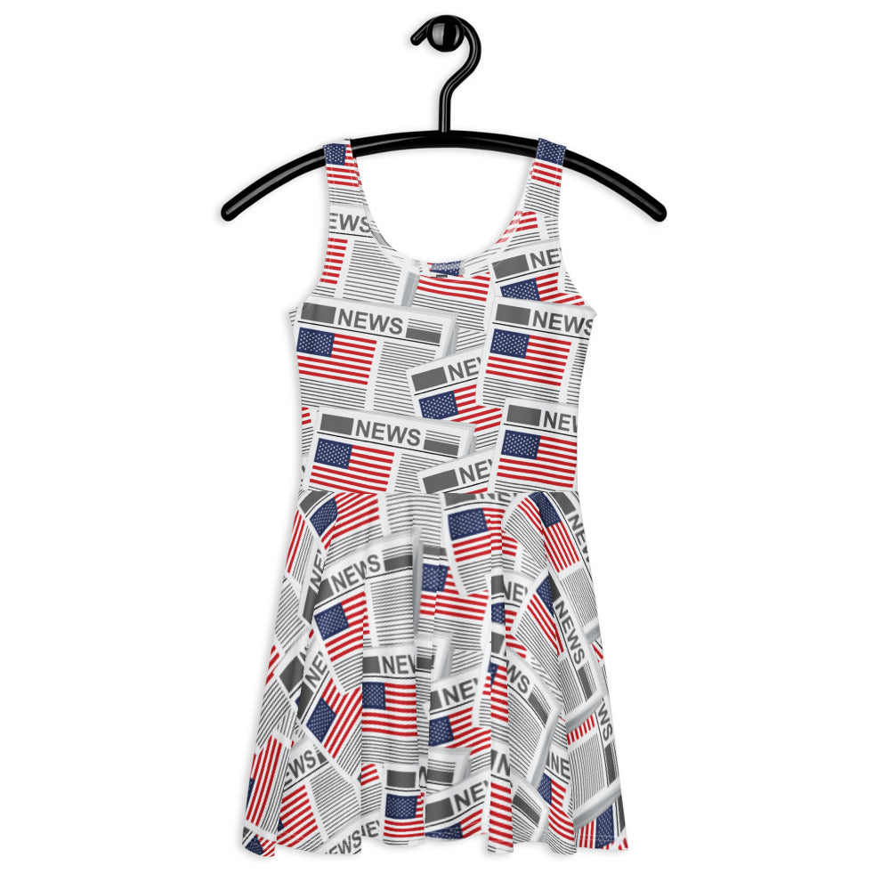 USA Newspapers Skater Dress (White)