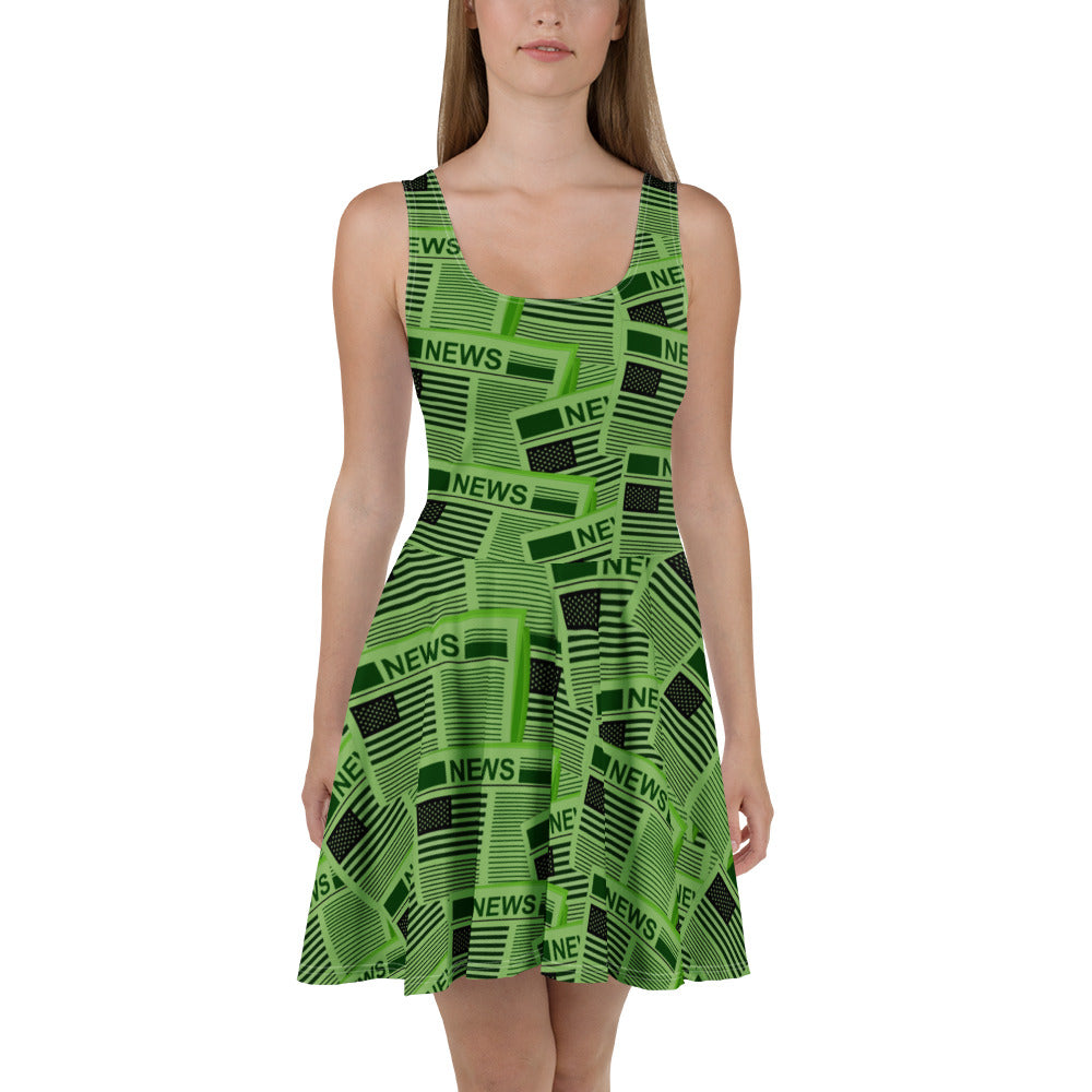 USA Newspapers Skater Dress (Green)