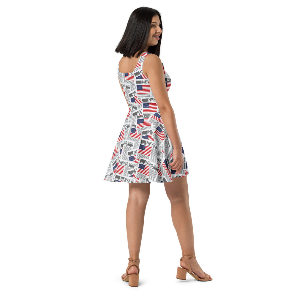 USA Newspapers Skater Dress (White)