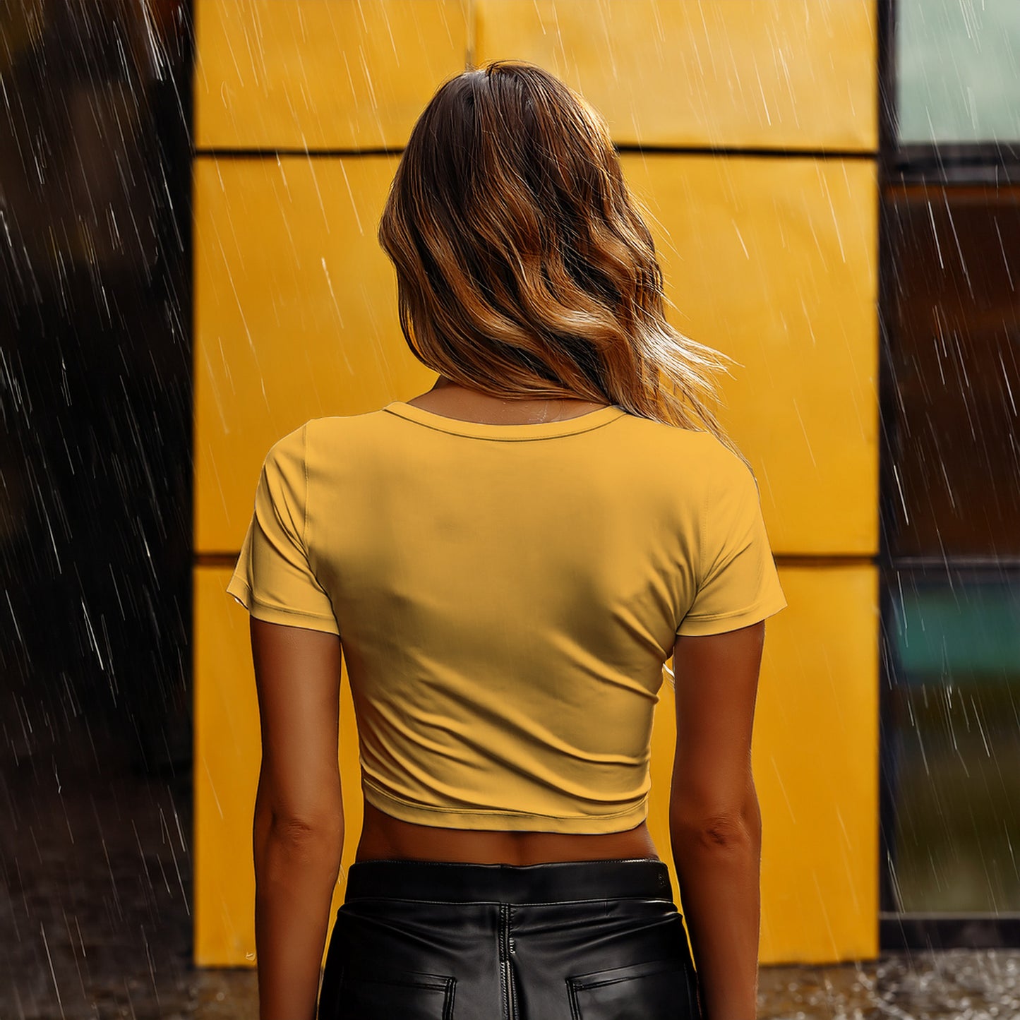 37 Number Women Crop Top (Golden Yellow)