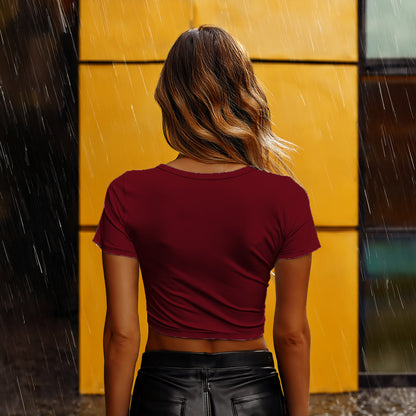 99 Number Women Crop Top (Maroon)