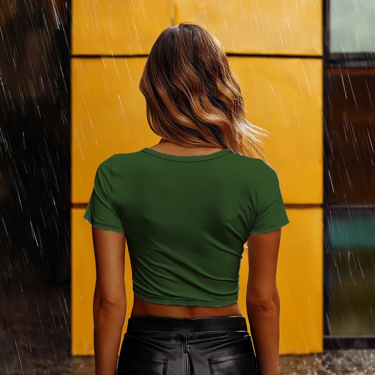 39 Number Women Crop Top (Olive Green)