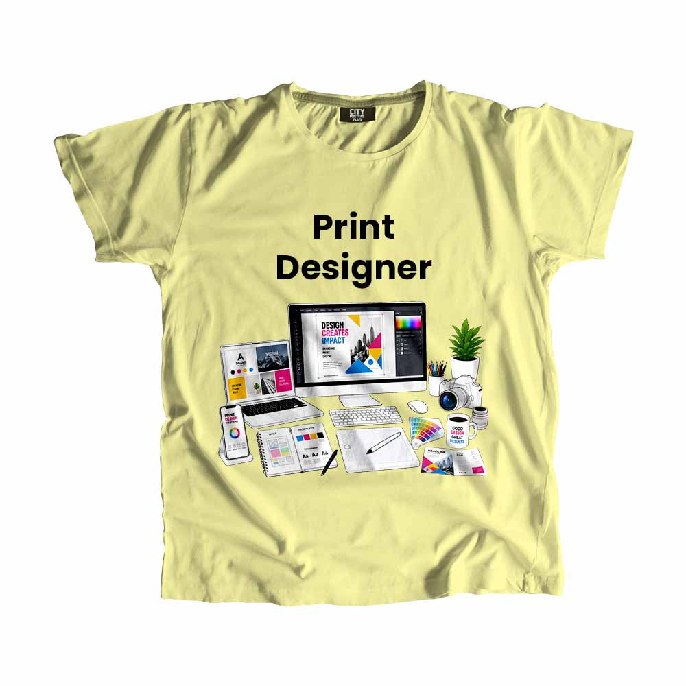 Print Designer Men Unisex T-Shirt (Butter Yellow) Technology Unisex T-Shirt | City Posters Plus