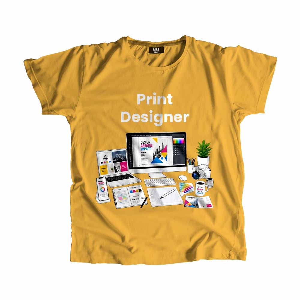 Print Designer Men Unisex T-Shirt (Golden Yellow) Technology Unisex T-Shirt | City Posters Plus