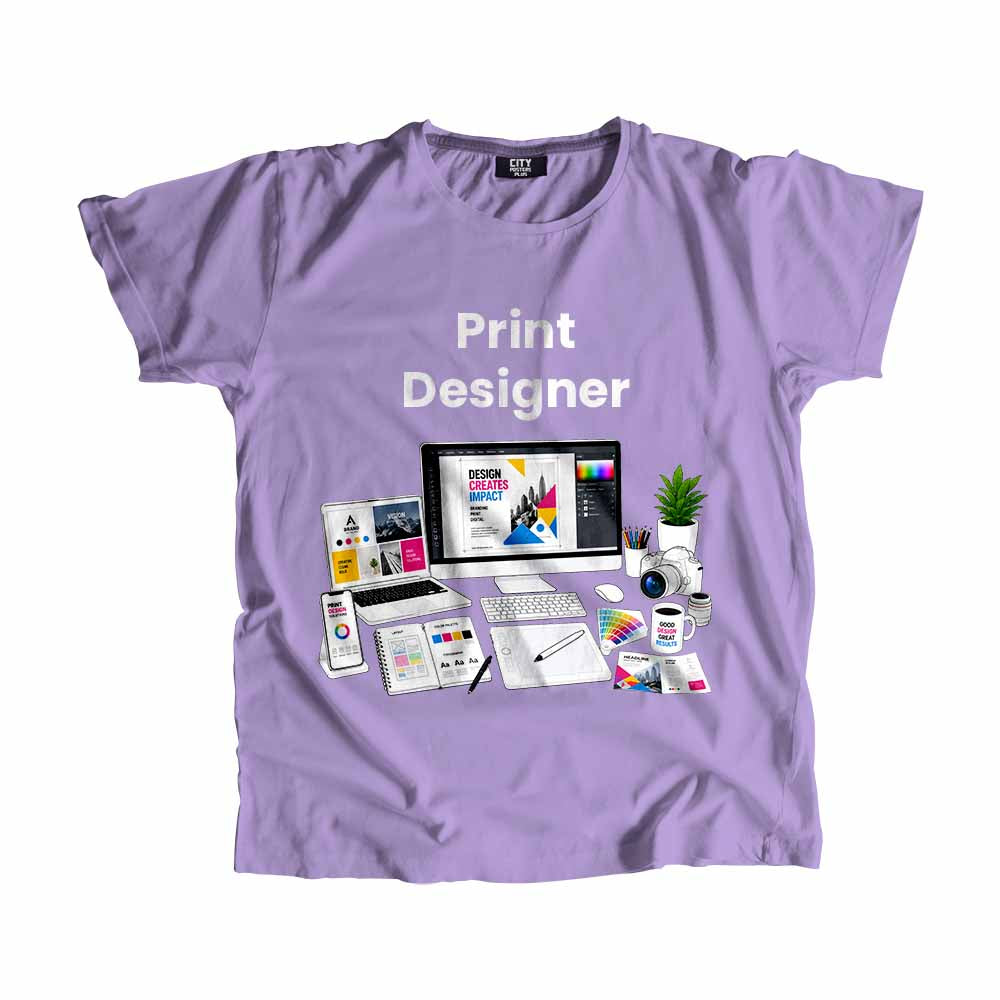 Print Designer Men Unisex T-Shirt (Iris Lavender) Technology Unisex T-Shirt | City Posters Plus