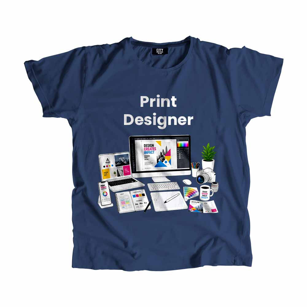Print Designer Men Unisex T-Shirt (Navy Blue) Technology Unisex T-Shirt | City Posters Plus