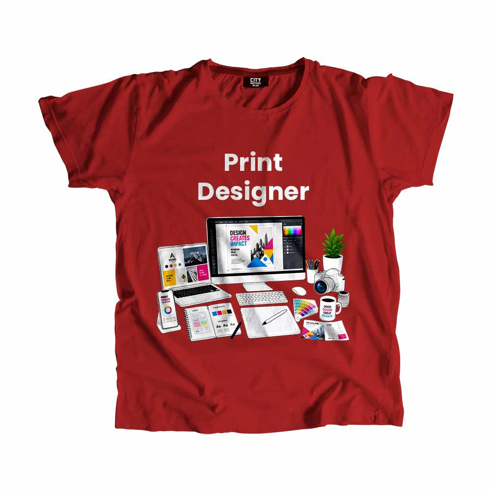 Print Designer Men Unisex T-Shirt (Red) Technology Unisex T-Shirt | City Posters Plus