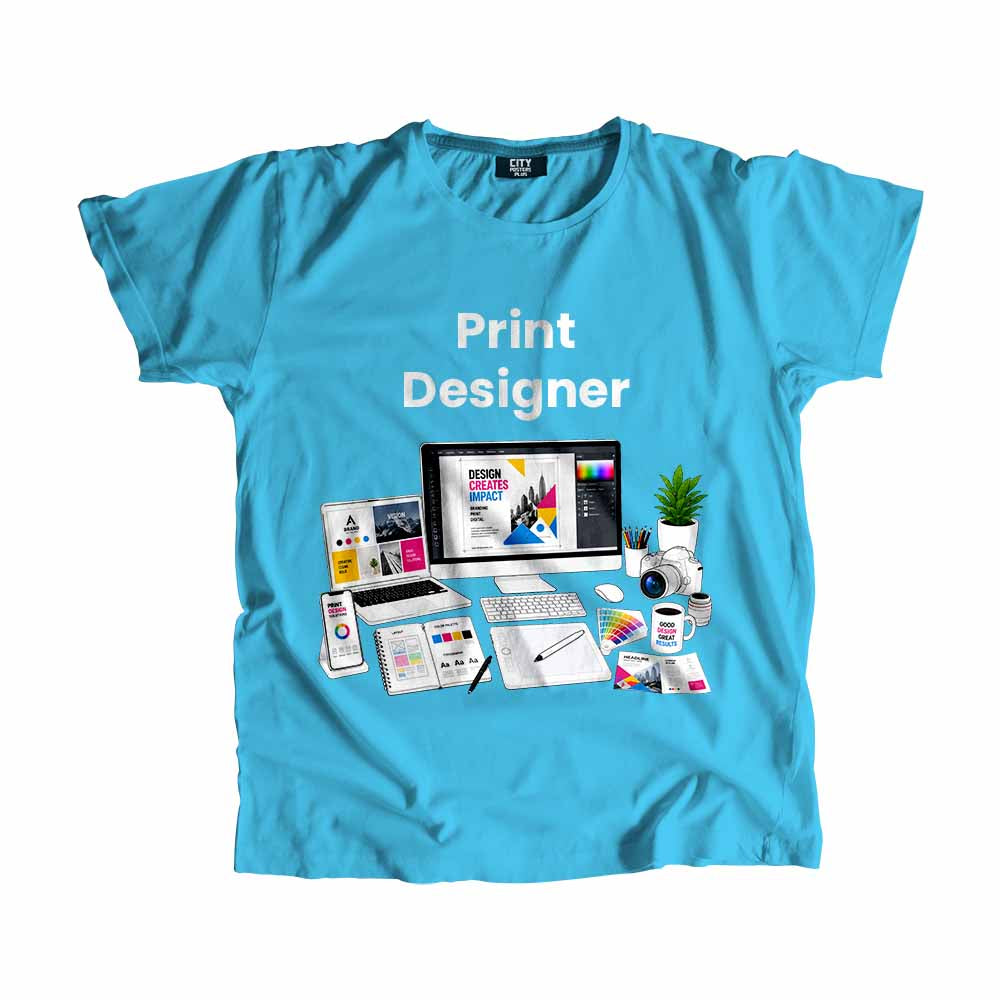 Print Designer Men Unisex T-Shirt (Sky Blue) Technology Unisex T-Shirt | City Posters Plus