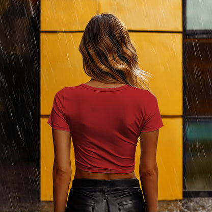 14 Number Women Crop Top (Red)