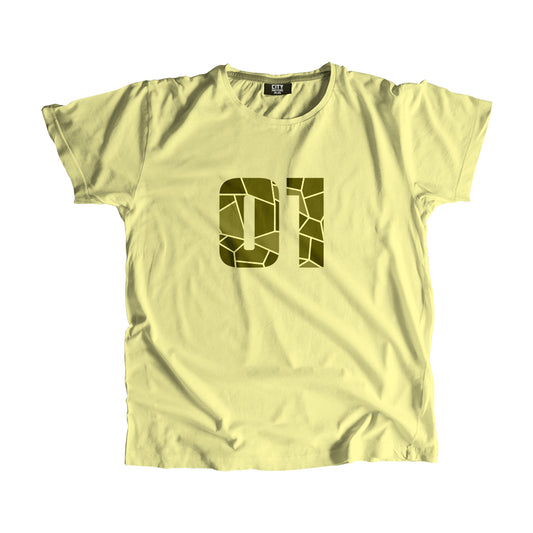 01 Number Men Women Unisex T-Shirt (Butter Yellow)